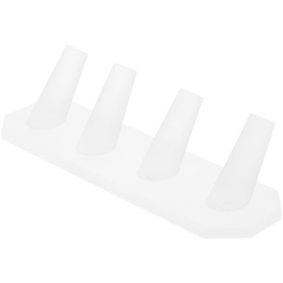 Plymor Frosted Acrylic Ring Finger Display, Four, 6.875" W x 2" D x 1.75" H