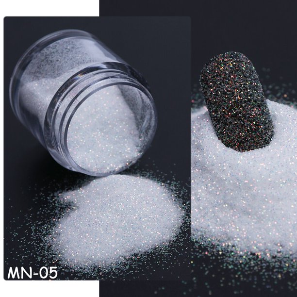Polvo de inmersión brillante para decoración de uñas, pigmento cromado con purpurina, de lana, color blanco y negro, 1 caja, NTMN01-08