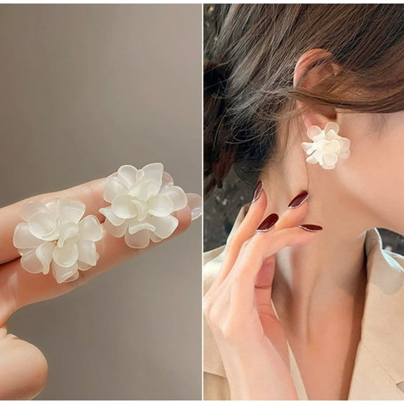 Clip on 1 1/4" gold flower button style earrings in a variety of colors