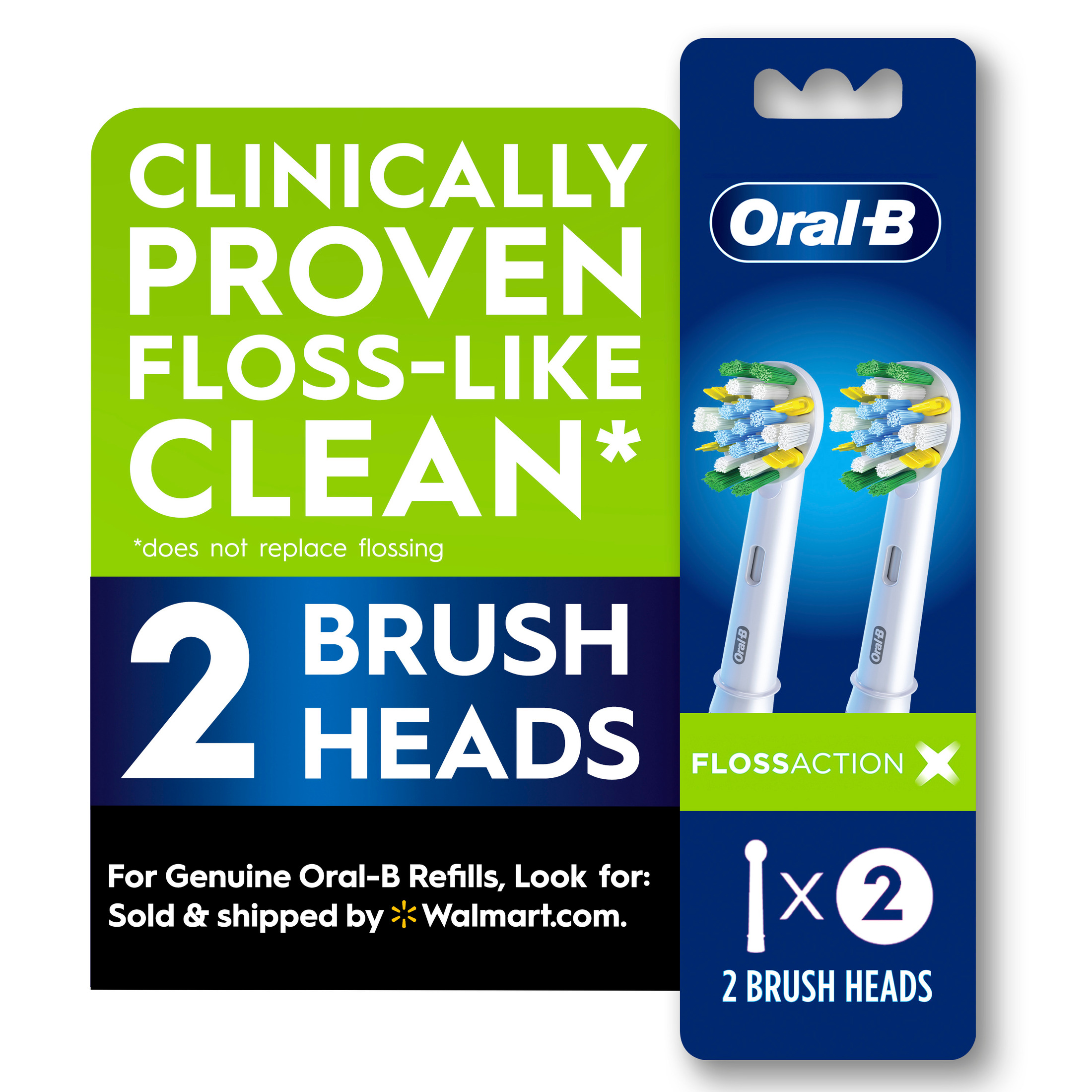 Oral-B FlossAction Replacement Brush Heads, 2 Count