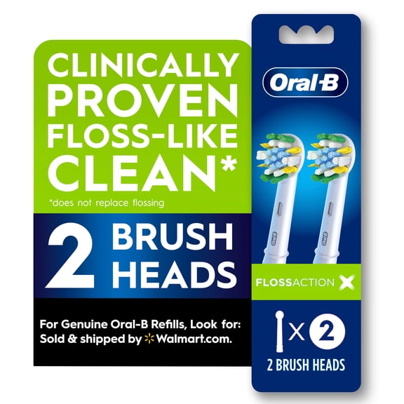 Oral-B Toothbrush Heads, FlossAction X-Filament Replacement Brush Heads, 2 Count
