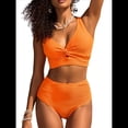 thumbnail image 1 of Conjuntos de Bikini Texturizados para Mujer, Trajes de Baño con Parte Superior y Cintura Alta. Color Naranja XXL, 1 of 7