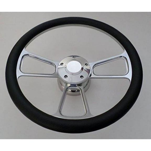 BLACK CARBON FIBER Half Wrap 14 BILLET Steering wheel kit adaptor Horn Button