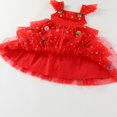 thumbnail image 5 of WIBACKER Toddler Baby Girl Xmas Princess Dress Ruffle Sleeveless Summer Tutu Dresses Tiered Ruffle with Pom Poms Tulle Sundress 1-6Y, 5 of 8