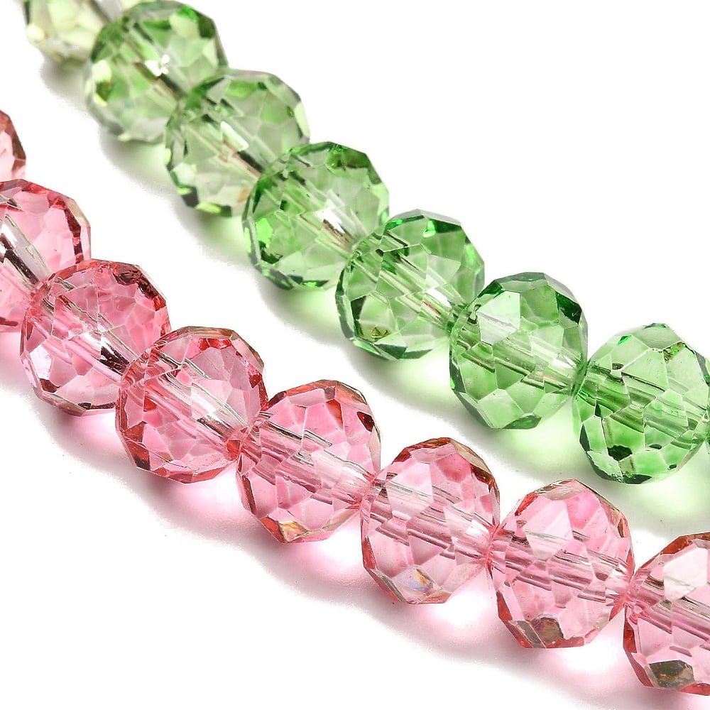 Transparent Painted Glass Beads Strands Faceted Rondelle Colorful 8x6.5mm Hole: 1mm about 63pcs/strand 16.14''(41cm)