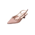 thumbnail image 6 of Xucatan Women's Pointed Toe Mules, Patent Leather Low Heel Slingback Pumps with Rivets, Open Back Dressy Sandals, Versatile Spring Summer Office Footwear Gift, 6 of 9