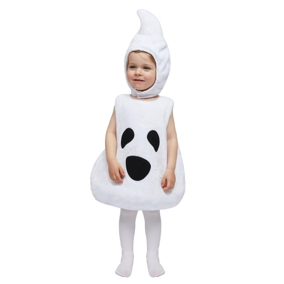 Joyfy Halloween Ghost Costume Toddler, My First Halloween Ghost Costume with Boo Hood for Infants, Cute Unisex Trick or Treat Romper for Baby Boys Girls