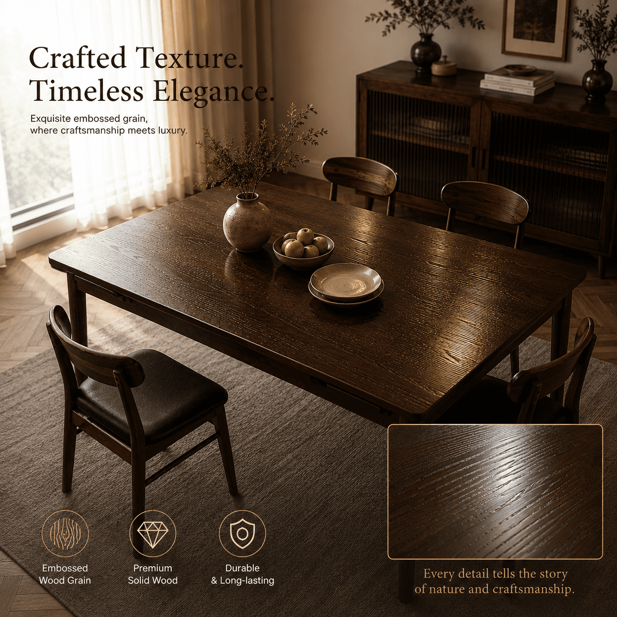 Extendable Dining Table with Solid Wood Construction and Expandable Design, Kitchen Table and Gathering Table for 4-10 People, 47.2 to 63 Inch, Walnut