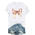 thumbnail image 3 of Wowcloth Woman's Valentine T-Shirt, with Bowknot Design, Fashion Casual Print, Cotton Round Neck Short Sleeve Top for Valentine's Day and Daily Wear, 3 of 6