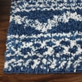 thumbnail image 4 of Geometric Stripe Plush Polypropylene Indoor Shag Runner Rug - 2’ 7” x 8', Cream-Blue, 4 of 10