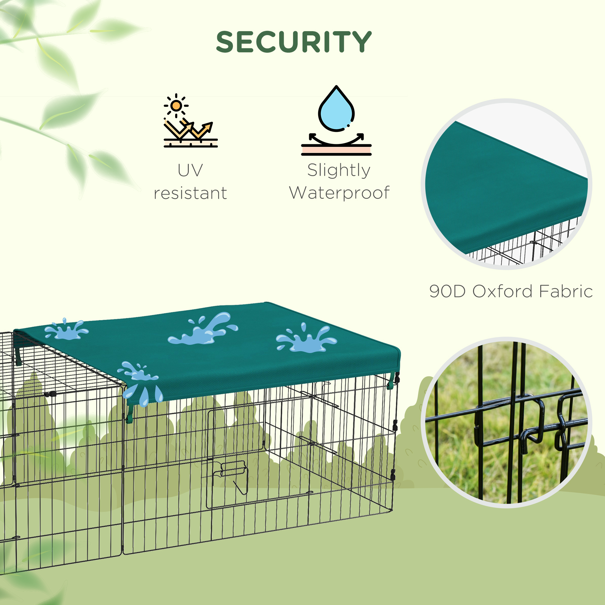 Pet Playpen PawHut 73" Small Animal Playpen, Pet Playpen Yard Fence for Rabbits, Chicken, Chinchillas with Roof for Indoor & Outdoor, Green,Guinea Pig Cage