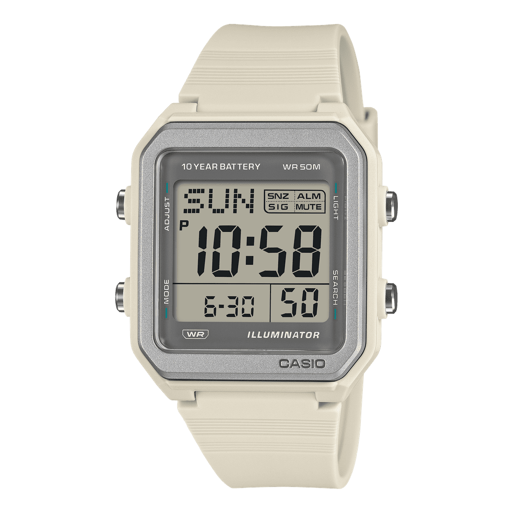 Casio White Digital Resin Watch with 10 Year Battery and 50M Water Resistance