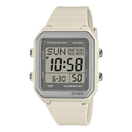 Casio White Digital Resin Watch with 10 Year Battery and 50M Water Resistance