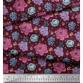 thumbnail image 3 of Soimoi Rayon Fabric Leaves,Periwinkle & Peony Floral Decor Fabric Printed Yard 42 Inch Wide, 3 of 3