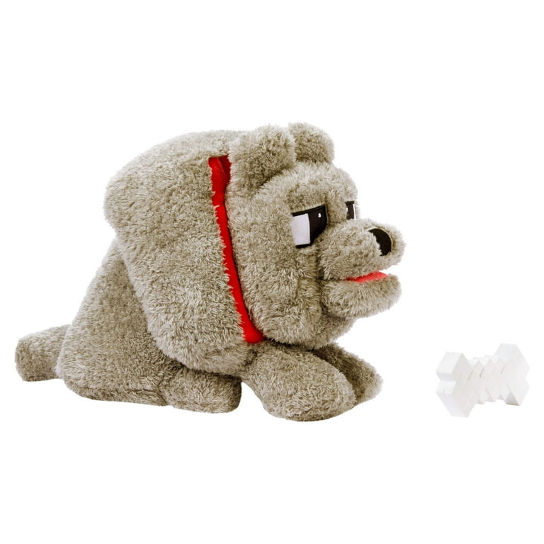 Minecraft Food Mode Dennis Plush Interactive Toy with Sounds & Bone Accessory, Inspired by the Movie