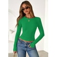 thumbnail image 4 of PRETTYGARDEN Women Summer Long Sleeve Shirts Ribbed Knit Crewneck Fitted Basic Tee Going Out Tops Casual Workout Outfits, 4 of 10