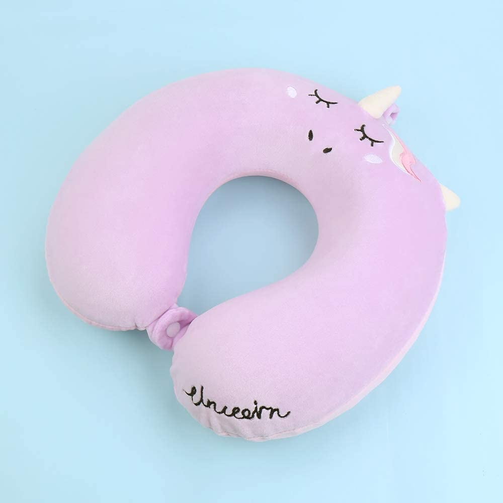 Pink Unicorn Neck Pillow for Airplane Travel Adults & Kids Travel Pillow