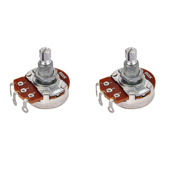 2pcs B500k Potentiometer Long Knurled Split Shaft Electric Bass Guitar Volume and Tone Pots Audio Taper Potentiometer