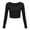 Black, variant on Sakmal Plus Size Tops for Women Black Long Sleeve Crew Neck Solid Crop Top T-Shirts Plus Size Ladies Shirts
