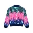 thumbnail image 5 of QQAMB Girls' Coat Ombre Sequin Bomber Jacket with Pockets Lightweight Sparkle Long Sleeve Zipper Gradient Jackets for Kid, 5 of 6