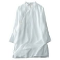thumbnail image 2 of RXIRUCGD Chemisier Chemise Haut Uni à Col Montant à Manches Longues Décontracté pour Femme Printemps Été, Blanc, Taille : 2TG, 2 of 6