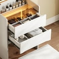 thumbnail image 3 of 3-in-1 Vanity Table with LED Mirror & Storage Stool, Flip Top Makeup Dressing Table with Adjustable Lights, 5 Storage Spaces, Cosmetic Organizer for Bedroom, 3 of 11