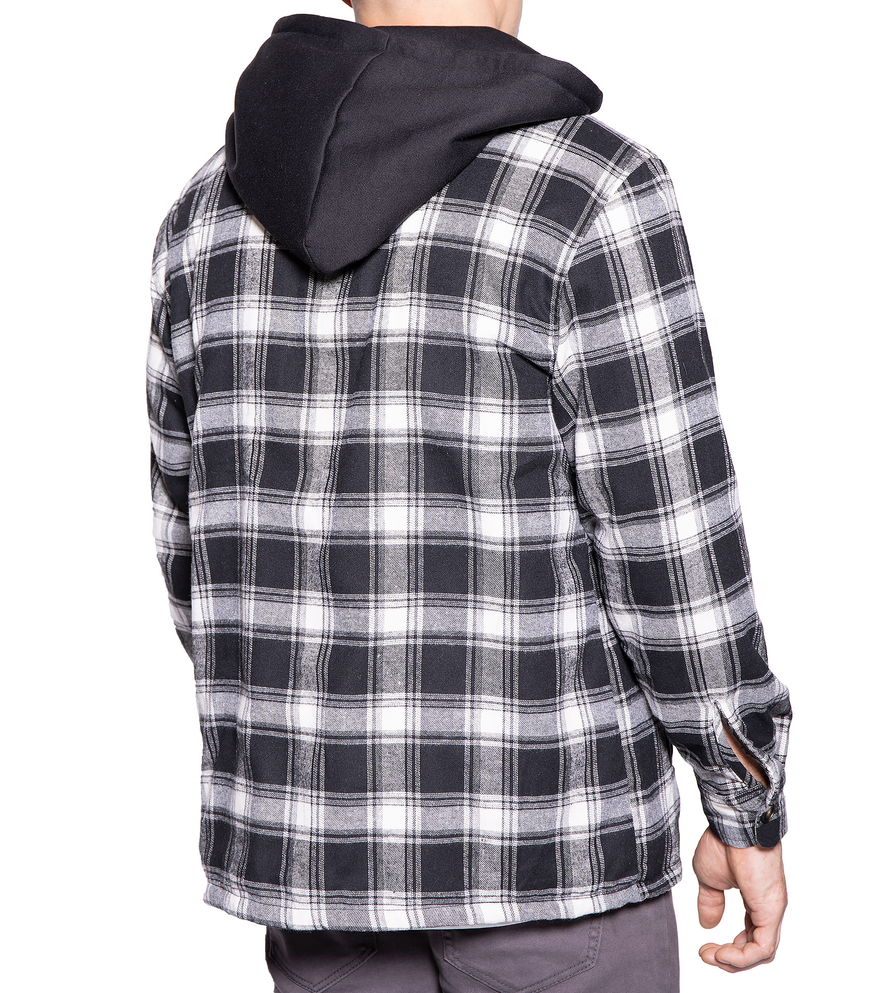 Visive Mens Heavy Sherpa Fleece-Lined Flannel Hooded Jacket - Big & Tall Sizes - Warm Zip Up Hoodie Jacket for Cold Weather - Perfect for Outdoor Activities - Durable & Fashion-Forward - image 3 of 6