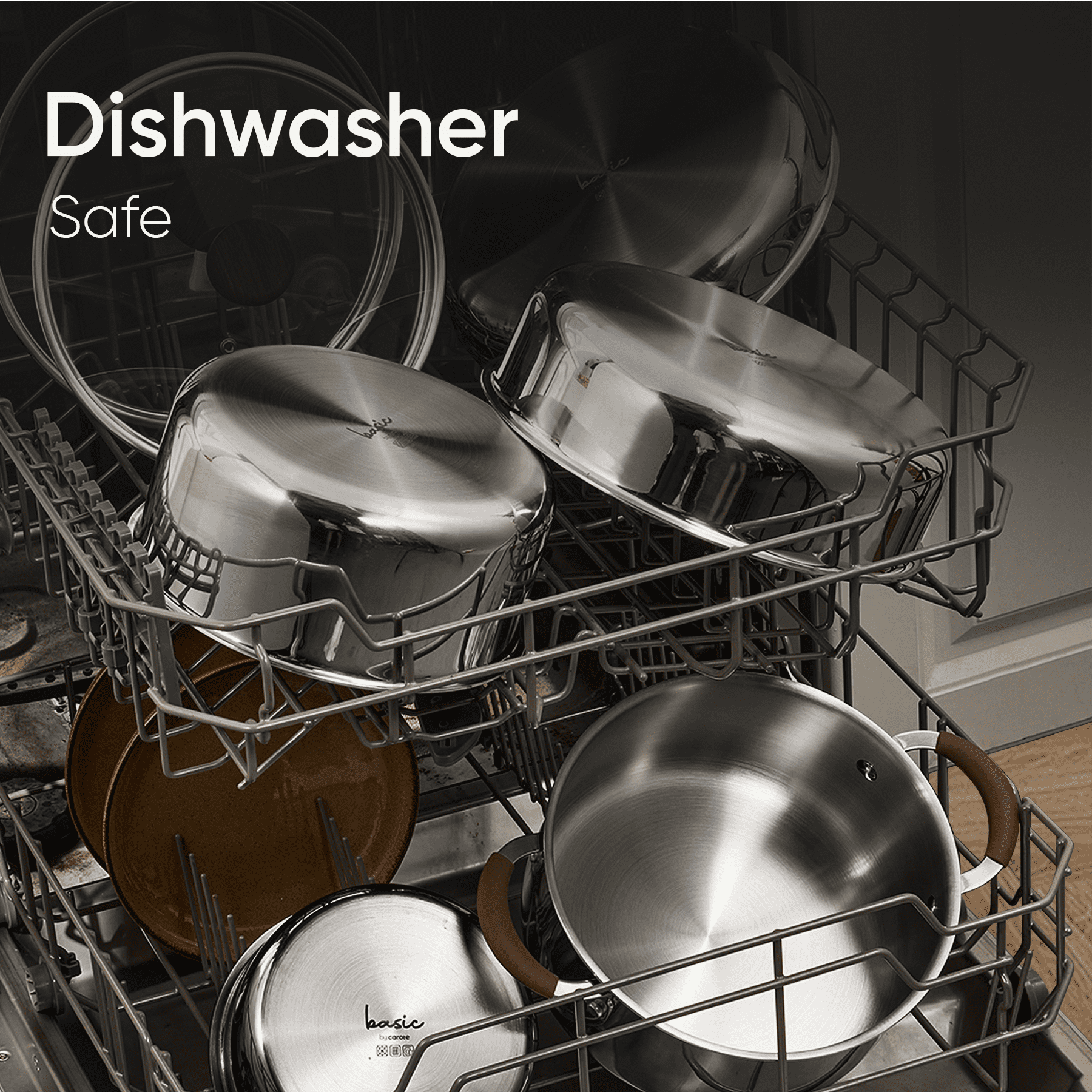Carote 13-Piece Tri-Ply Stainless Steel Cookware Set with Detachable Handle, Induction Compatible