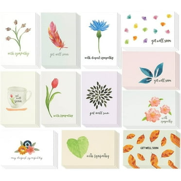 Best Paper Watercolor Floral Foliage Designs Greetings Sympathy Greeting Cards, with Envelopes (48 Count)