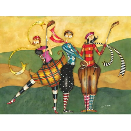 Whimsical Fun Folk Art - Golfing Girls Golf Whimsical Folk Art Print Wall Art By Jennifer Garant