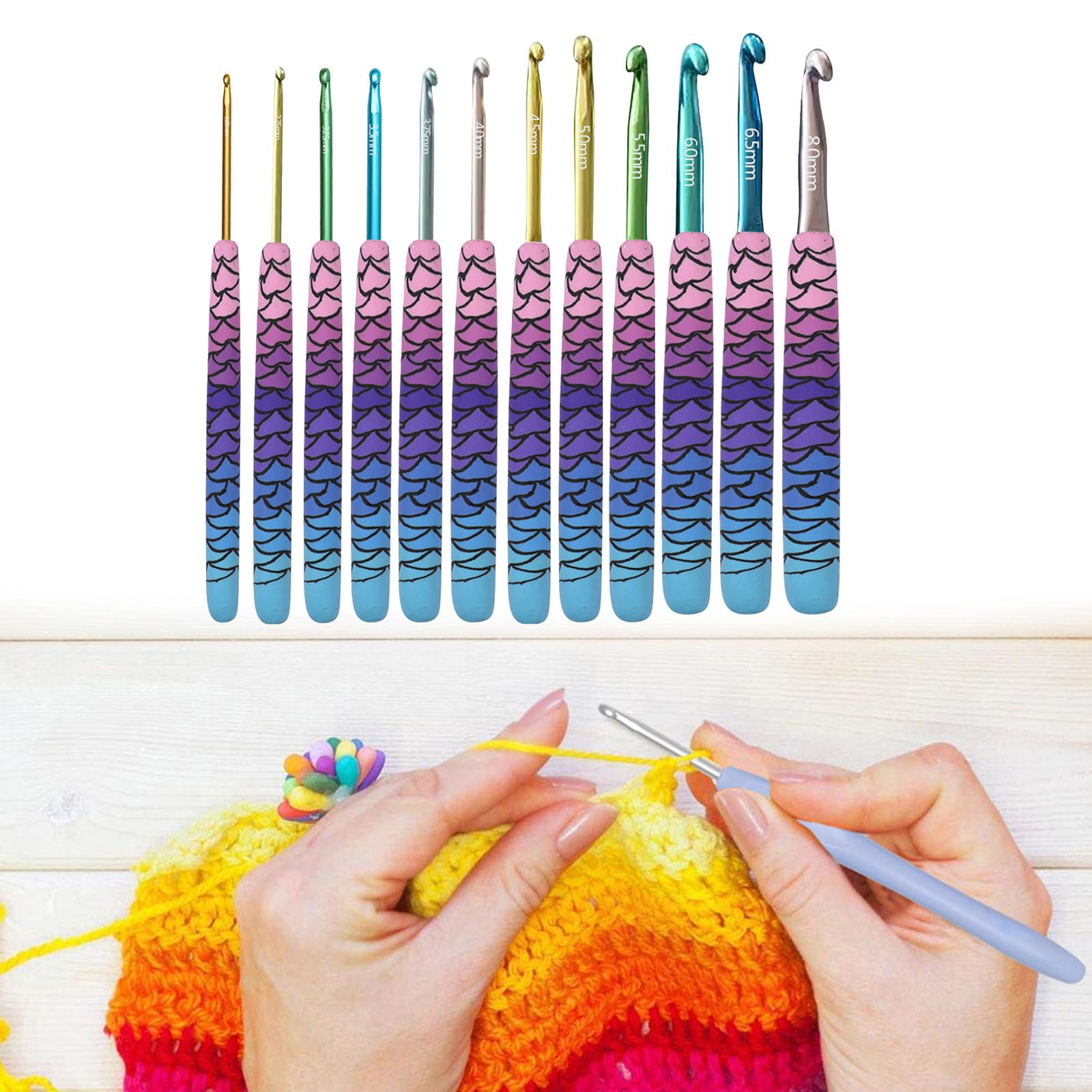 LOOEN 12pcs Magic Mermaid Crochet Hooks Kit with Organizer Soft Clay Handle  Crochet Hook Set US Size 2.25-8.0MM