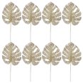 thumbnail image 1 of 20 piezas de hojas artificiales decorativas de plantas tropicales doradas para bodas de interior, 1 of 7