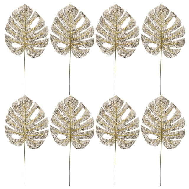 20 piezas de hojas artificiales decorativas de plantas tropicales doradas para bodas de interior