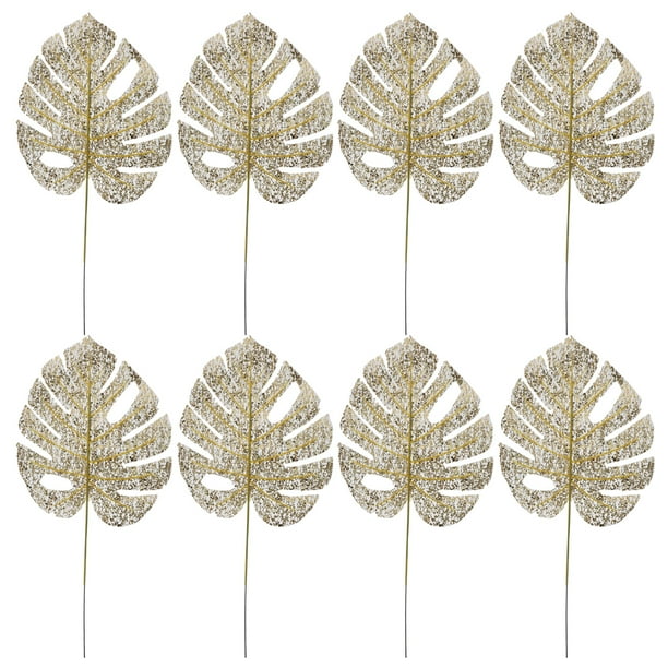 GOOHOCHY 20pcs de hojas de palma de oro hojas de jungla decoraciones de hojas tropicales artificiales