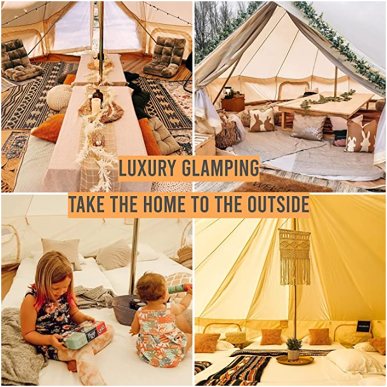 DANCHEL OUTDOOR Cotton Canvas Waterproof Family Bell Tent 20ftu003d6M with 2  Stove Jacket Glamping Tent（8 Person） - Walmart.com
