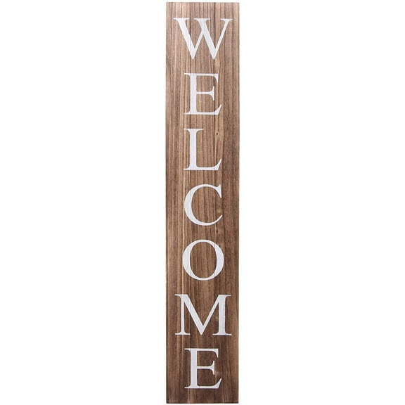 Welcome Sign for Front Door Porch – 5 Feet Tall, Vertical Wooden Outdoor and Indoor Welcome Home Decor Sign Wall Decorations (Brown)