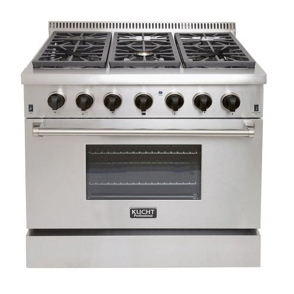 KUCHT Professional 36 in. 5.2 cu. ft. Dual Fuel Range for Natural Gas with Sealed Burners and Convection Oven in Stainless Steel with Classic Silver Knobs
