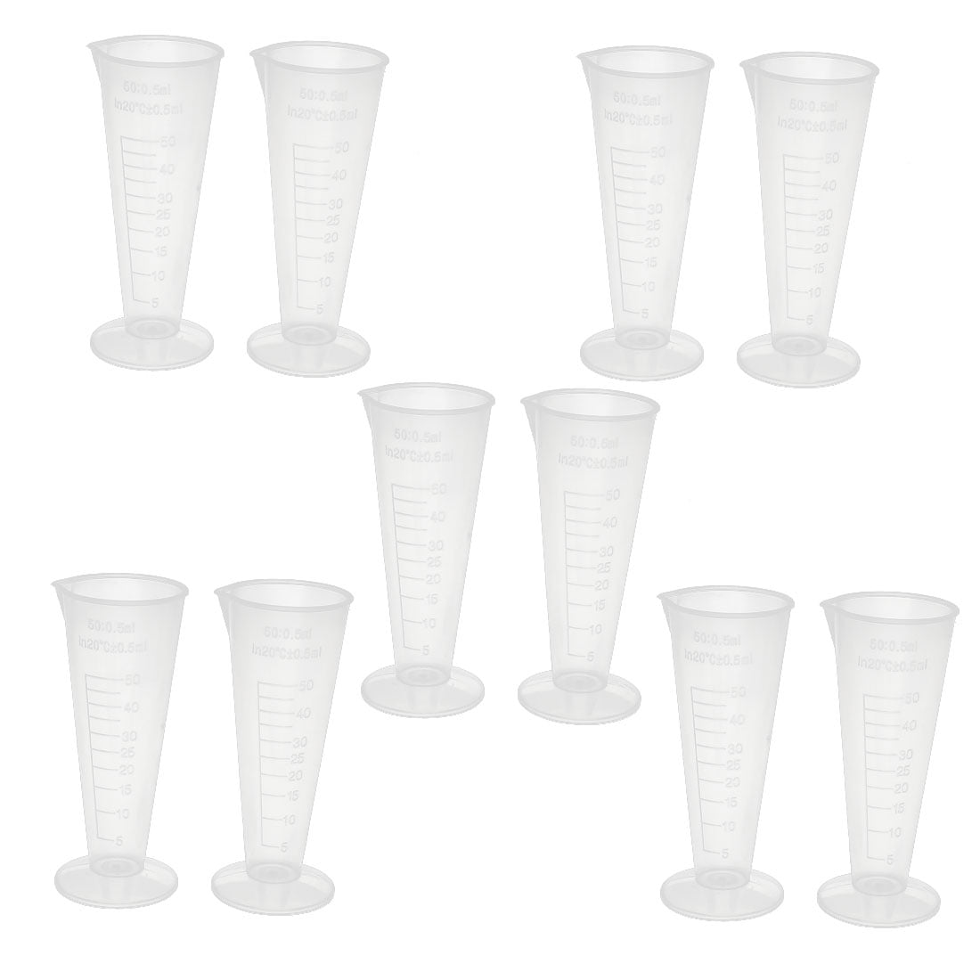10PCS 50ml Lab Graduated Plastic Liquid Testing Beaker Measuring Cup