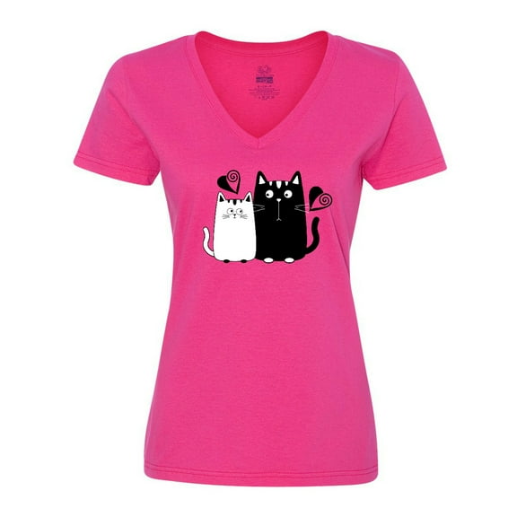 Inktastic Valentines Day Cat Couple Women's V-Neck T-Shirt