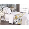 thumbnail image 2 of Botanical Bed Runner, Autumn Vibe Floral Sketch Artwork with Paint Blots Pattern on Plain Back, Decorative Accent Bedding Scarf for Hotels Homes & Guest Rooms, Twin, Mustard White Black, by Ambesonne, 2 of 3