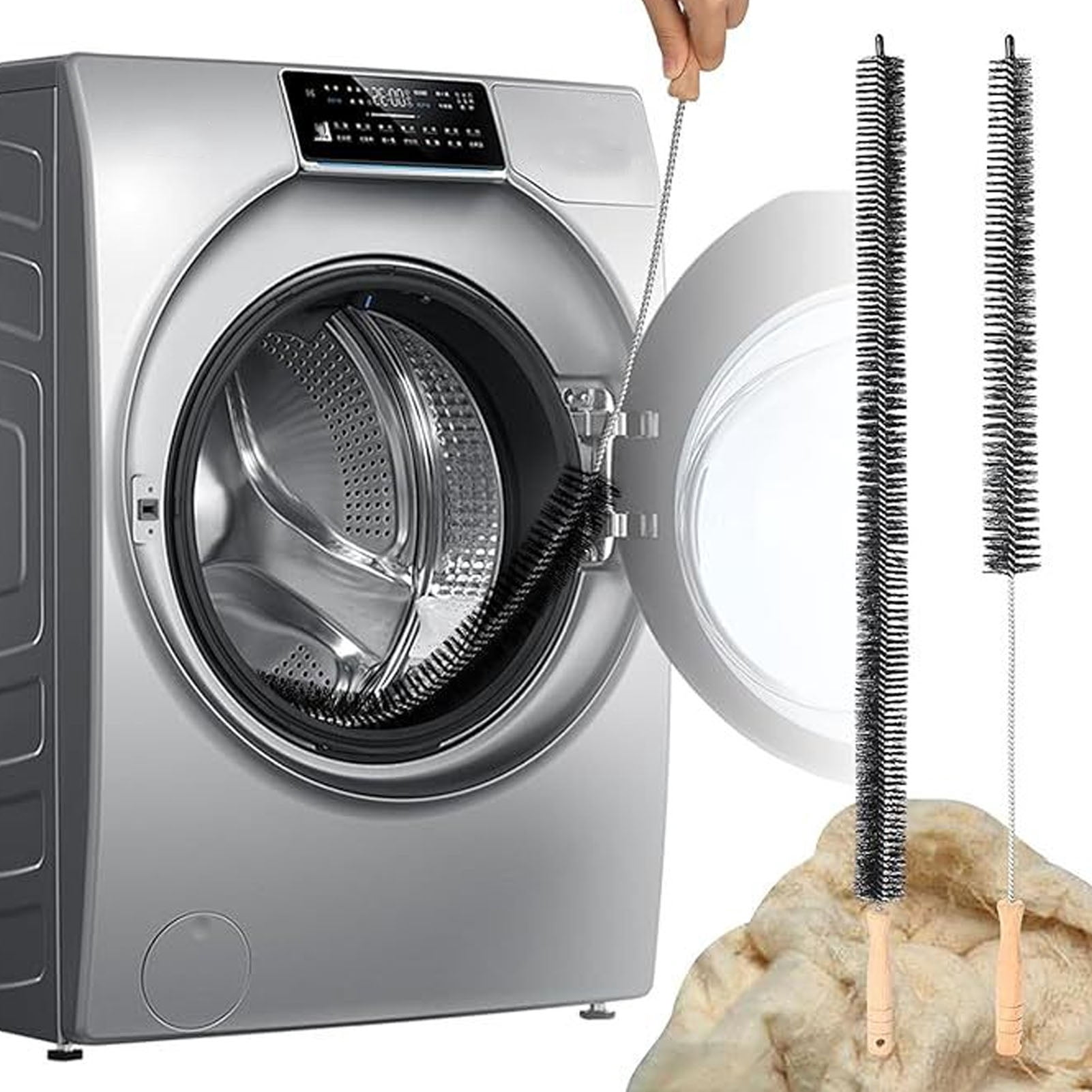 Washer Dryer Lint Filter, Washing Machine Lint Filter Precise Fit Sponge Reusable Washable With 2 Dryer Vent Brushes For WH01X35719