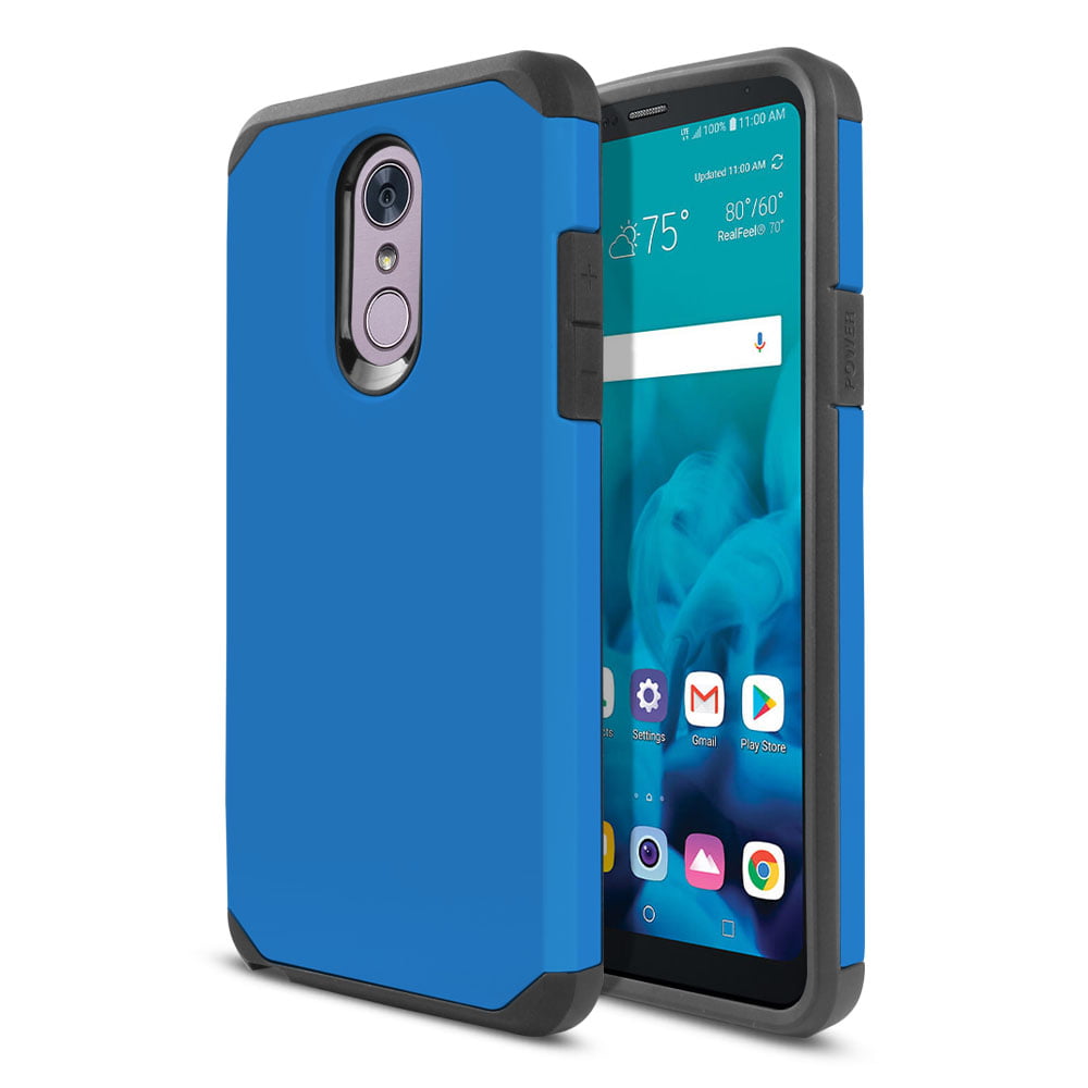 FINCIBO Hybrid Case Hard Plastic TPU Slim Back Cover for LG Stylo 4 Q710 6.2" 2018, Blue/Black