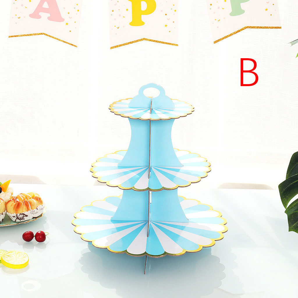 Disposable Paper Cake Stand Bronzing TwoColor Paper Birthday Party