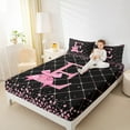 thumbnail image 4 of Manfei Kawaii Bowknot Letter E Full Size Sheets, Glitter Diamond Bed Sheets, Black Pink Cartoon Sheet Sets, Lightweight Room Decor, 4 Pieces, 4 of 7