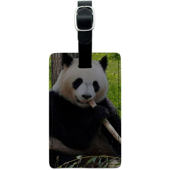 Panda Bear Endangered Leather Luggage ID Tag Suitcase Carry-On