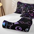 thumbnail image 4 of Manfei Galaxy Cat Quilt Full, Iridescent Outline Full Bedspread Sets, Black Pink Blue, 3 Pieces, 1 Coverlet and 2 Pillowcases, 4 of 7