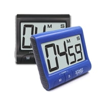 2 Pieces Digital Magnetic Kitchen Timers with Loud Alarm Ring, Countdown Large LCD Display Screen Timers with Stand- Black, Blue