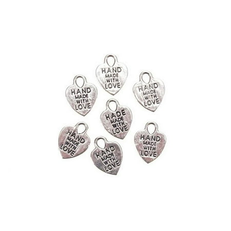 Mike Love Christmas Party 70 Hand Made with Love Favor Charms Wedding Christmas Silver, Silver tone Nickel Hand made with Love Charms 70 pieces per package By Darice ()