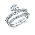 thumbnail image 1 of Women's Sterling Silver 925 Bridal Set Engagement Rings 2 Ct Oval Cubic Zirconia 9, 1 of 6
