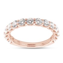 1 1/3 ct.t.w Round Cut Lab Created Moissanite Diamond Eternity Wedding Band Ring For Women In 10K Solid Rose Gold (G-H Color, VVS1 Clarity, 1.33 Cttw)-9.5